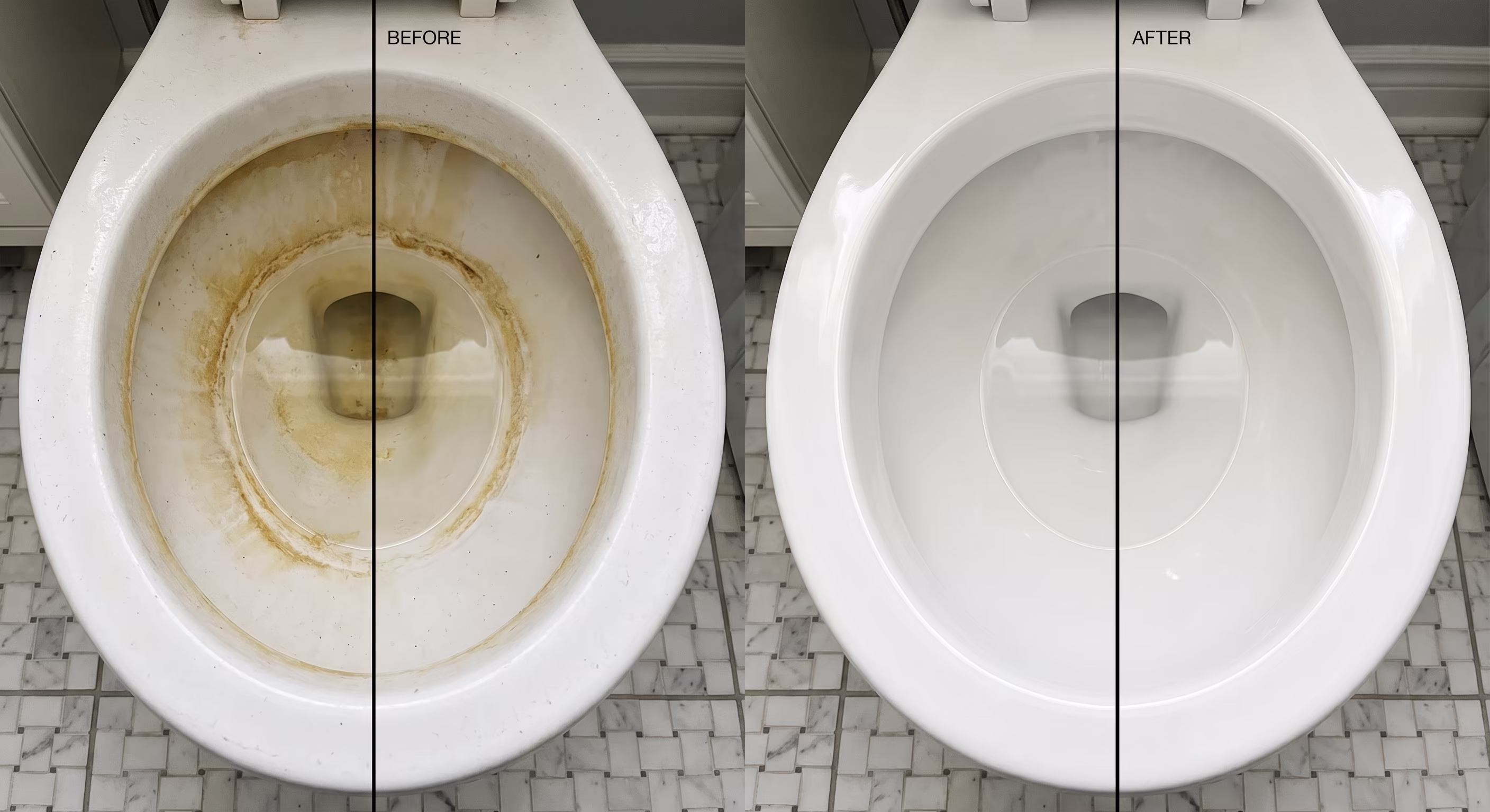 Toilette vorher/nachher