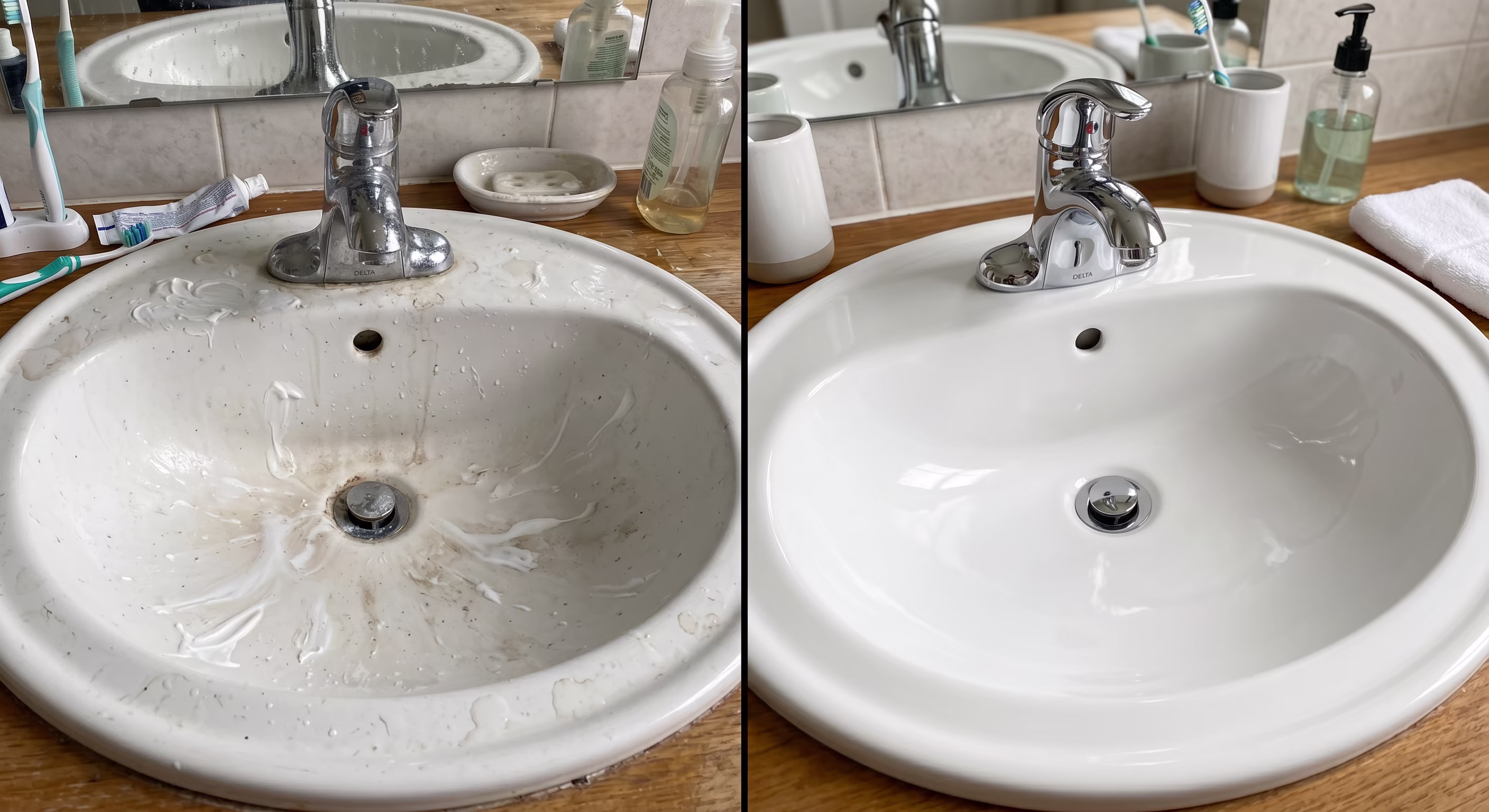 Waschbecken vorher/nachher