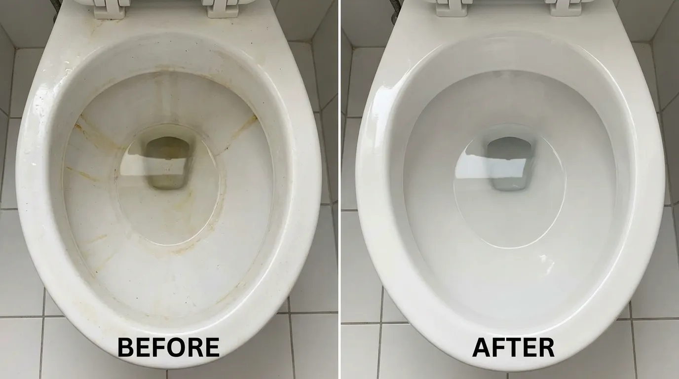 Vorher/Nachher: 8 Jahre alte Toilette nach erster Anwendung