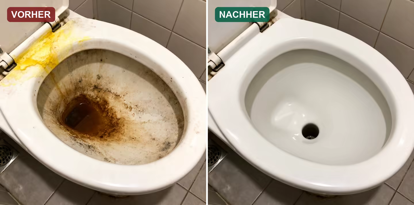 Vorher-Nachher einer Toilettenschüssel